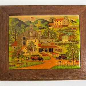 Vintage Charles Wysocki  Picture Print On Wooden